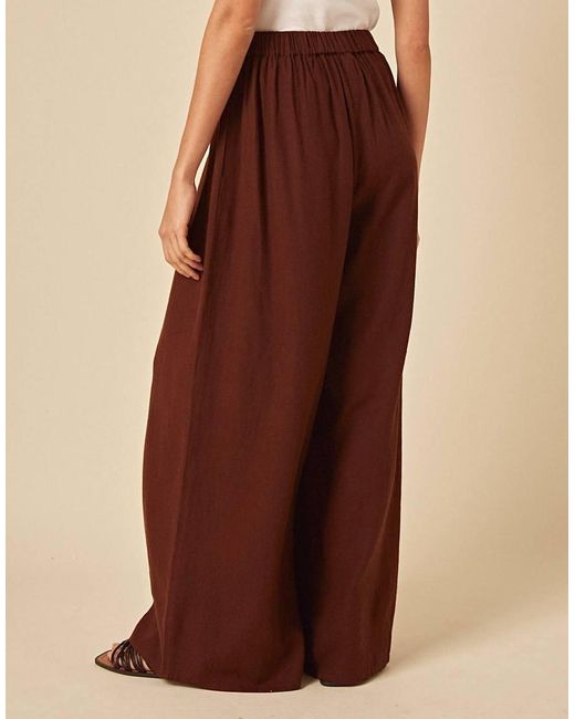 Nobody's Child Petite Brown Linen-Blend Jerrow Trousers