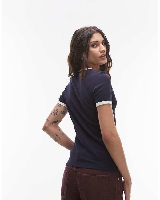 ARKET Blue Jersey Ribbed T-shirt