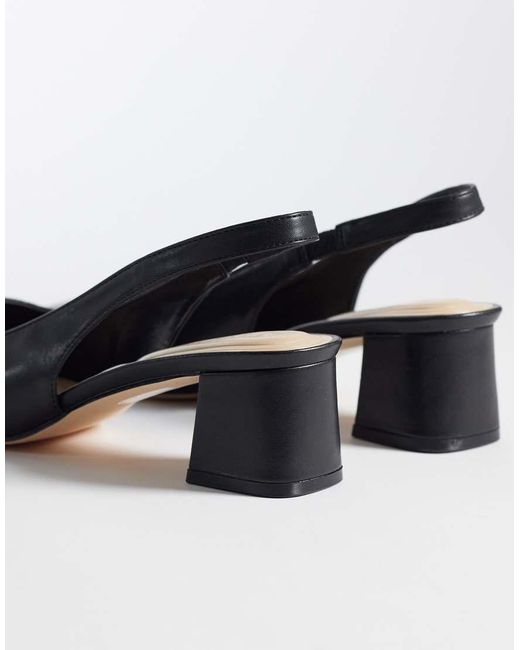 SEQWL Black Sorrento Sling Back Low Block Heeled Sandals