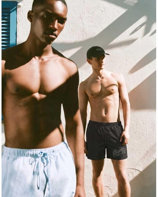 Pull&Bear Green Stwd Board Shorts for men