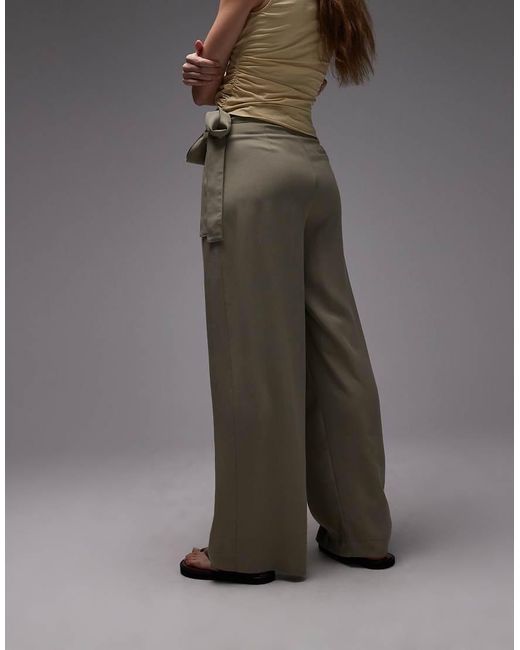 ASOS Gray Lyocell Wrap Front Trouser