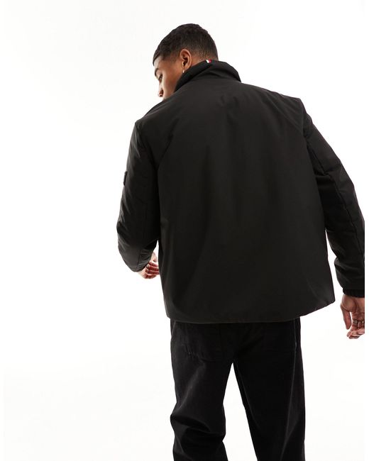 Tommy Hilfiger Black Mix Media Stand Collar Jacket for men
