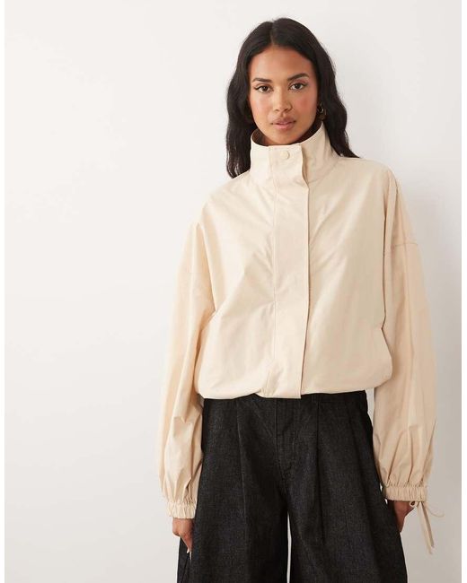 ASOS Natural Windbreaker Top With Tie Cuffs