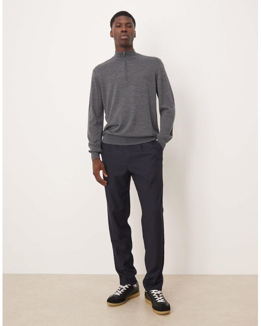 Mango Gray Knitted Half Zip for men