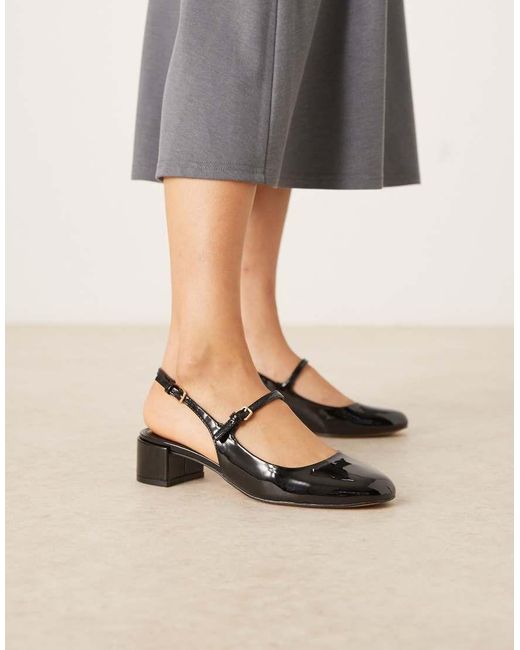 Mango Gray Slingback Heeled Mary Jane