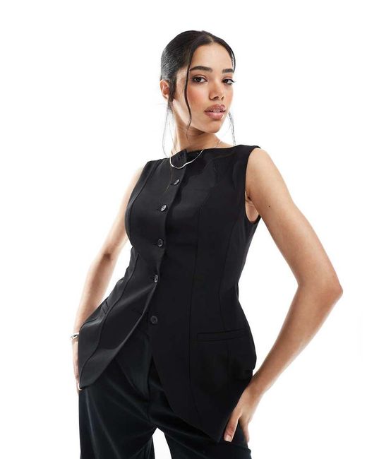 ASOS Blue Corset Boat Neck Waistcoat