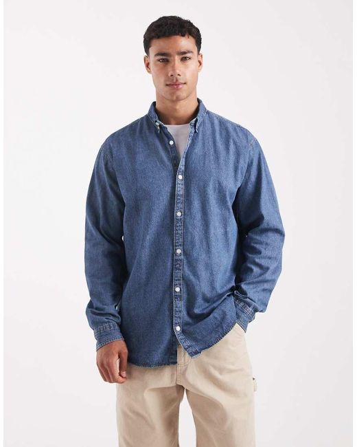 JJ Rebel Denim Overhemd in het Blue voor heren