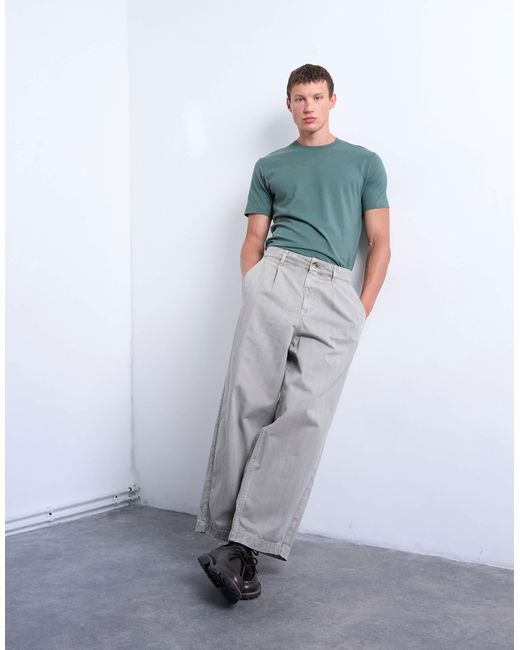 Topman White Herringbone Barrel Trouser for men