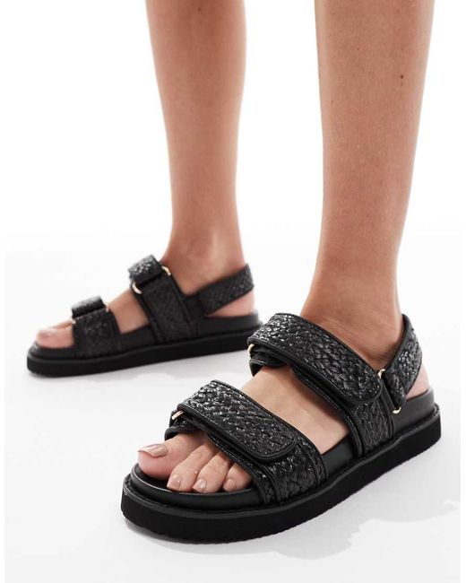 Schuh Black Tiesha Footbed Sandals