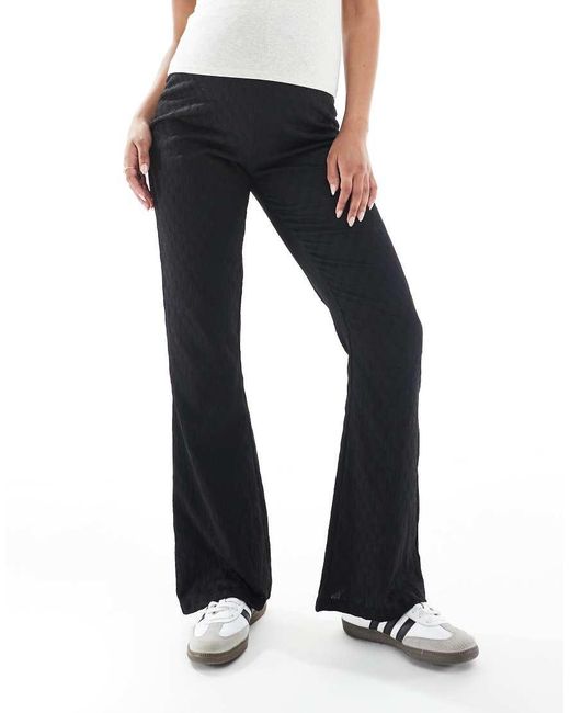Mama.licious Black Mamalicious Maternity Jacquard Textured Stretchy Flare Trousers