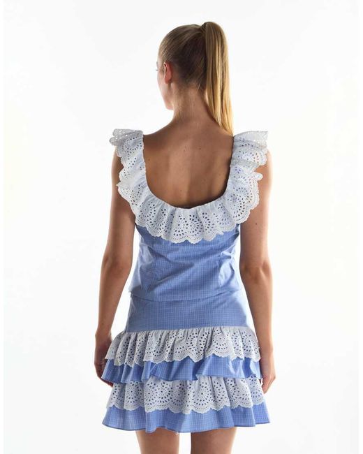 Collective The Label Blue Ruffle Trim Top