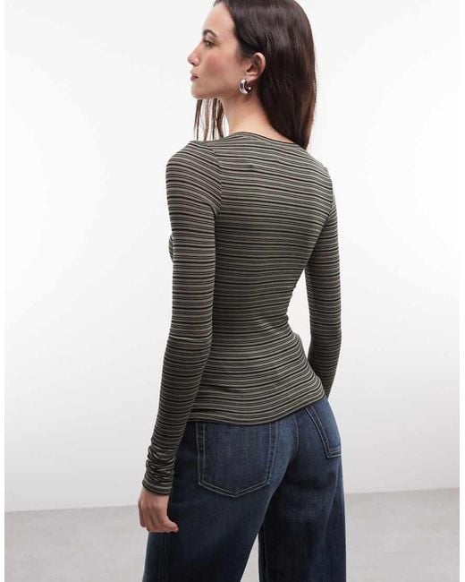 Weekday Black Long Sleeve Henley Top