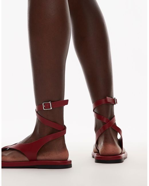 TOPSHOP Brown – jeremiah – zehensteg-sandale