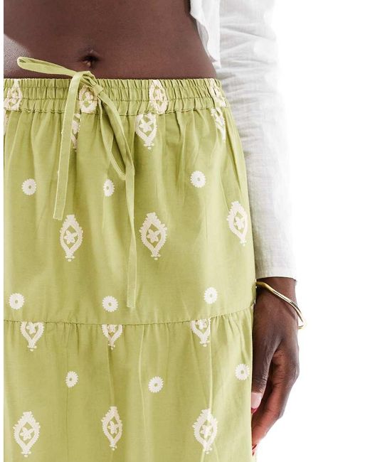 Wednesday's Girl Metallic Tiered Tie Front Midaxi Skirt