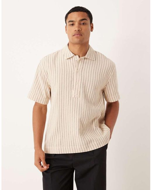 Abercrombie & Fitch Natural Short Sleeve Cropped Poplin Shirt for men