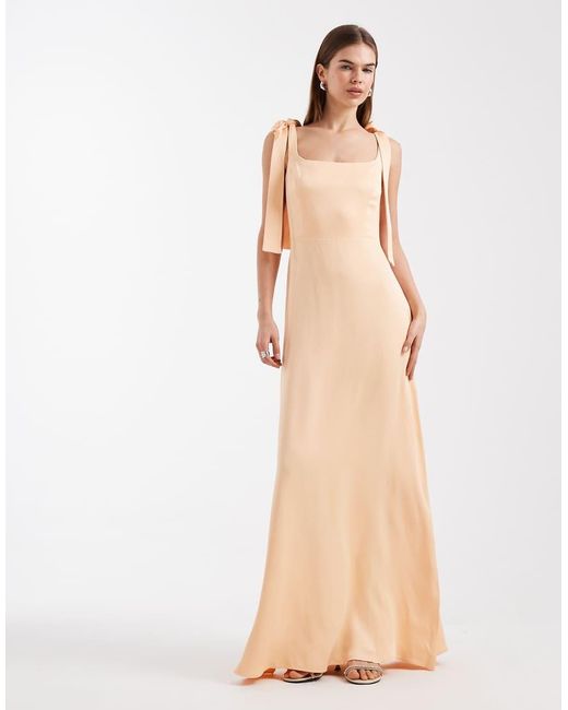 Maids To Measure Natural Bridesmaid Tie Shoulder Maxi Dress