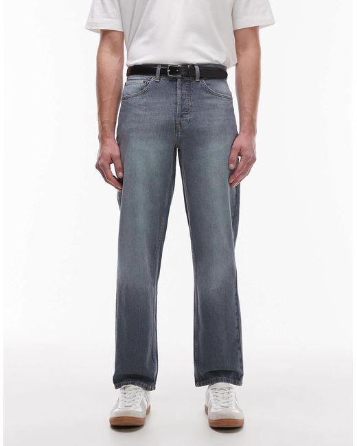 Topman Blue Rigid Straight Jean for men