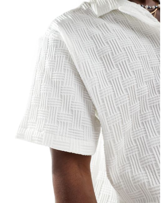 Chemise texturée à manches courtes et col à revers Jack & Jones pour homme en coloris White