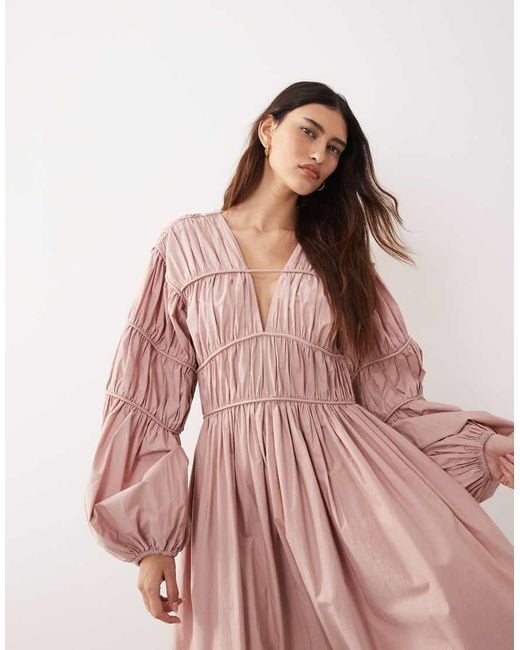 ARRANGE Pink Ovoid Sleeve Seam Detail Maxi Dress