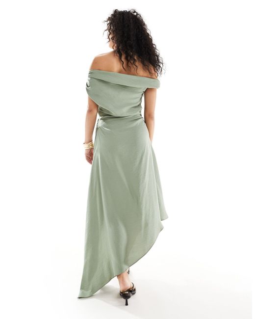 Mango Green Modal Bardot Midi Dress