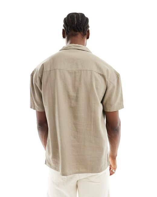 Denim Project Natural Co-ord Short Sleeve Revere Collared Shirt for men