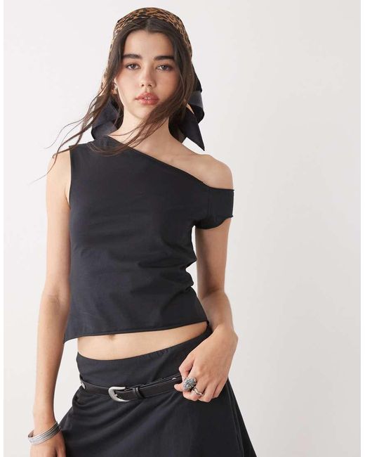 Collusion Blue Off Shoulder Short Sleeve Top