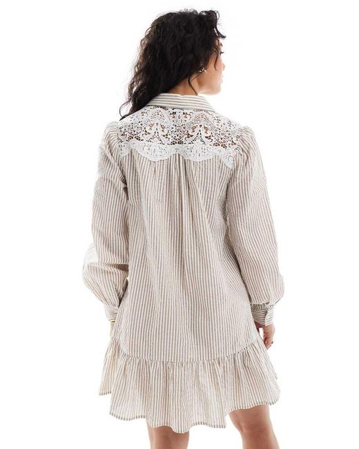 Miss Selfridge White Embroidered Detail Shirt Dress