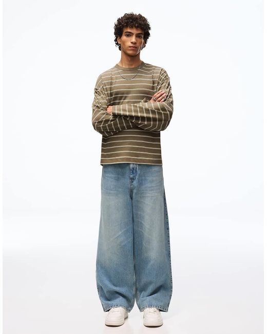 Bershka Blue Super baggy Jeans for men