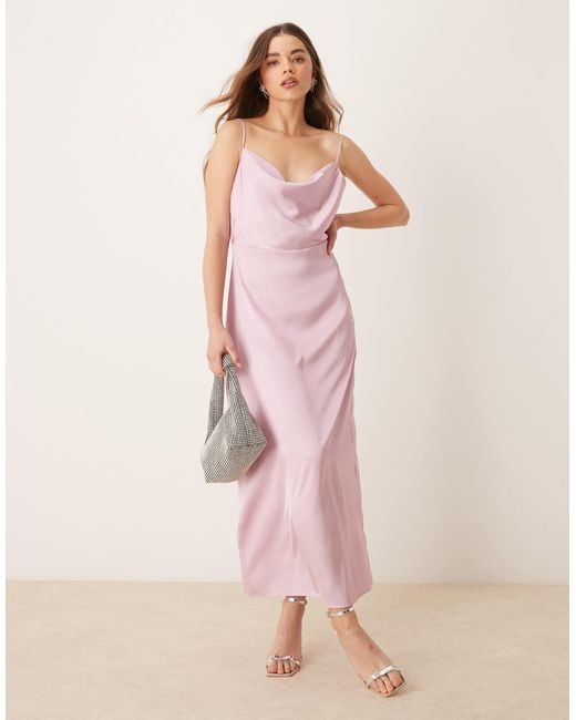 Vila Pink – satin-maxikleid