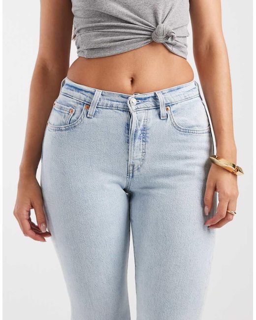 Vaqueros Rectos De Denim 501 De Talle Alto En Levi's de color White
