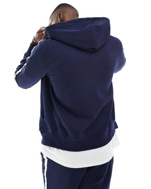 Polo Ralph Lauren Blue Run Club Stripe Taped Sleeve Full Zip Pique Hoodie for men