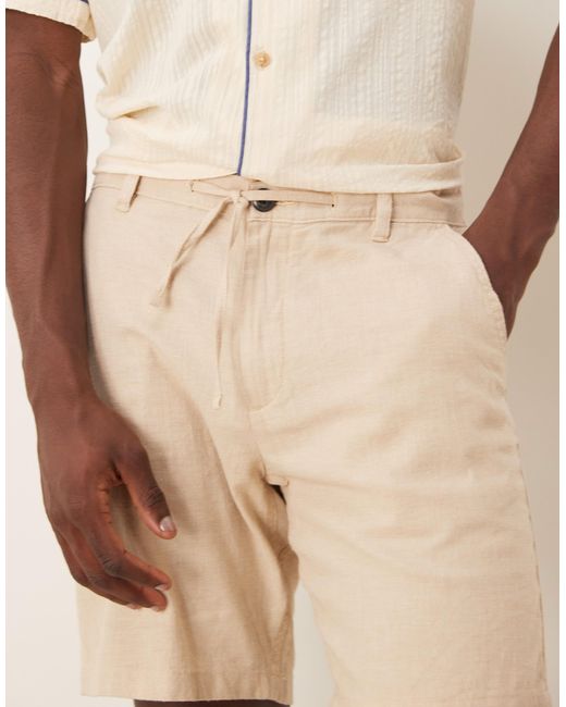 SELECTED Natural Linen Blend Shorts for men