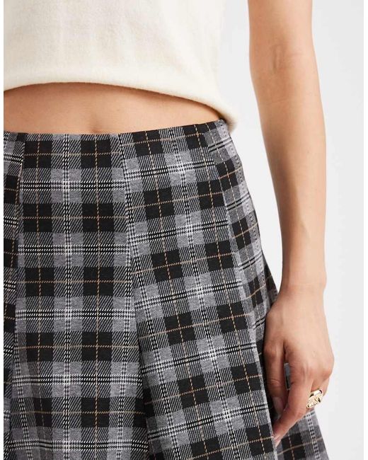 New Look Black Check Flippy Mini Skirt