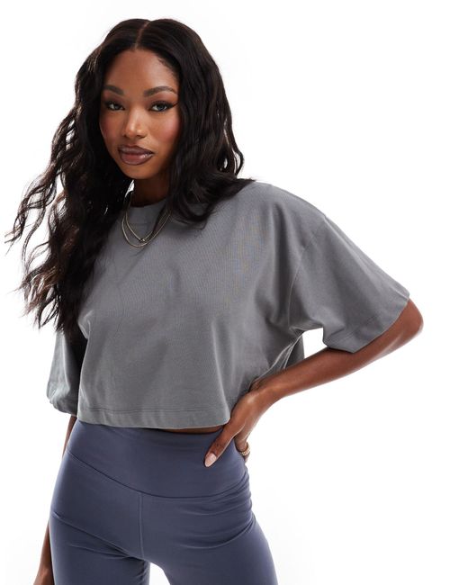ASOS 4505 Gray Icon Boxy Heavyweight Cropped T-shirt With Quick Dry