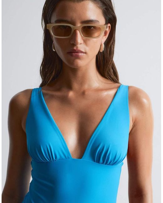 & Other Stories Blue Plunge Swimsuit