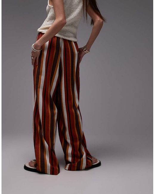 TOPSHOP Brown Linen Balloon Trouser