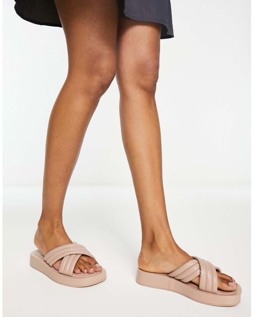 Simply Be Natural Wide Fit Padded Flatform Sandals