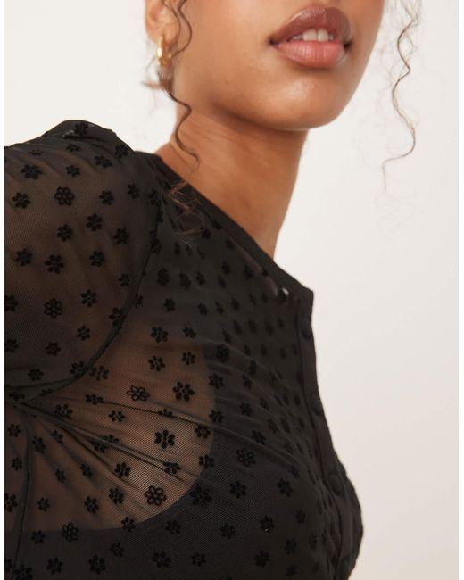 ASOS Black – langärmliges oberteil aus netzstoff