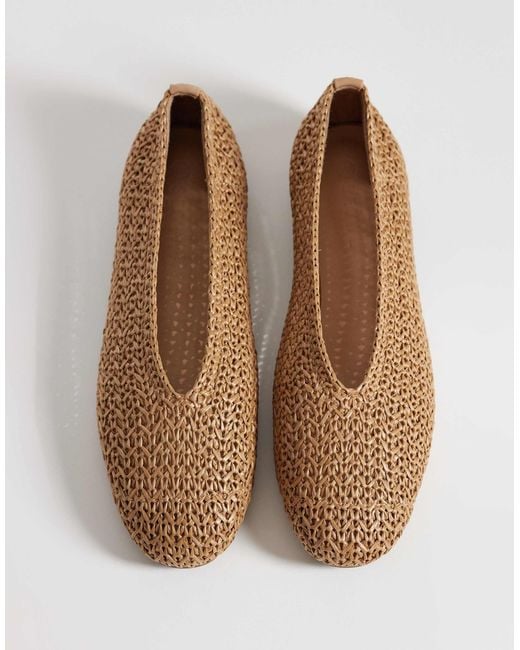 SEQWL Brown Woven Ballet Flats