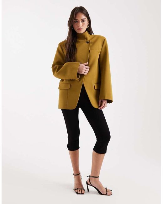 ASOS Natural Wrap Front Oversized Blazer
