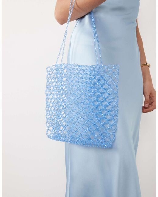 ASOS Blue Beaded Tote Bag