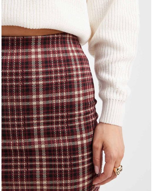 New Look White Check Tube Mini Skirt