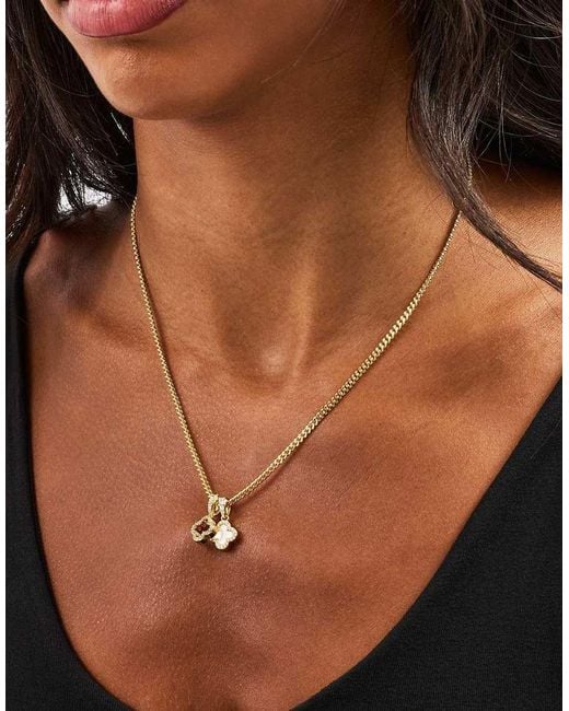 CERNUCCI Metallic Iced & Mother Of Pearl Double Motif Necklace