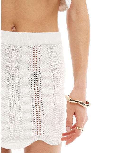 JJXX White Co-ord Crochet Mini Skirt