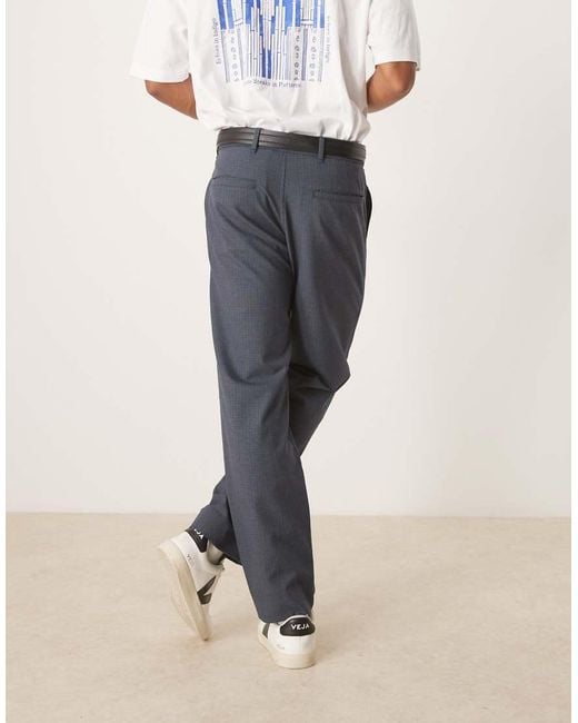 Abercrombie & Fitch Blue Straight Leg Relaxed Tailored Trousers for men