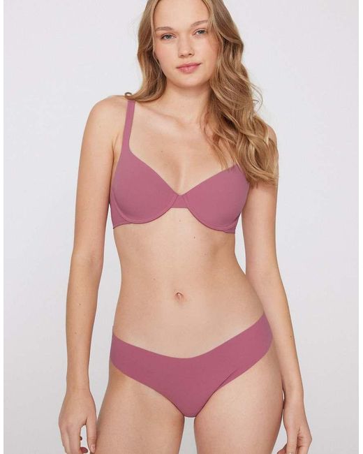 Tezenis Purple High-Leg Laser-Cut Brazilian Briefs