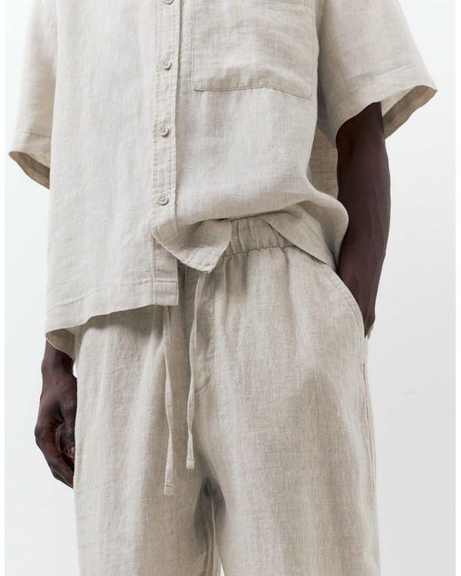 Pantalon en 100 % lin - beige Pull&Bear pour homme en coloris Gray