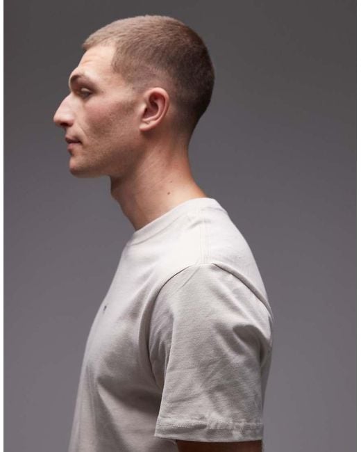 Camiseta Color Crema Con Logo Estampado En La Espalda De -Blanco Element de hombre de color Gray