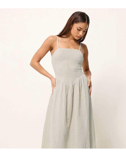 PixieGirl White Petite Cheesecloth Midi Dress