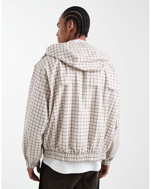 ASOS – karierte oversize-windjacke in Gray für Herren